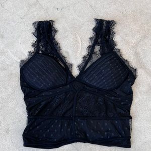 Black lace crop top